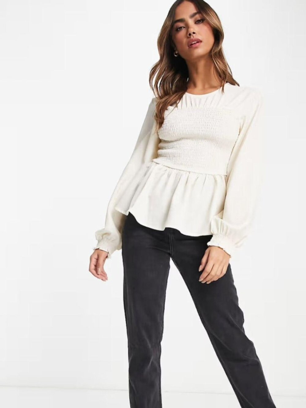 Vero Moda shirred top in cream
